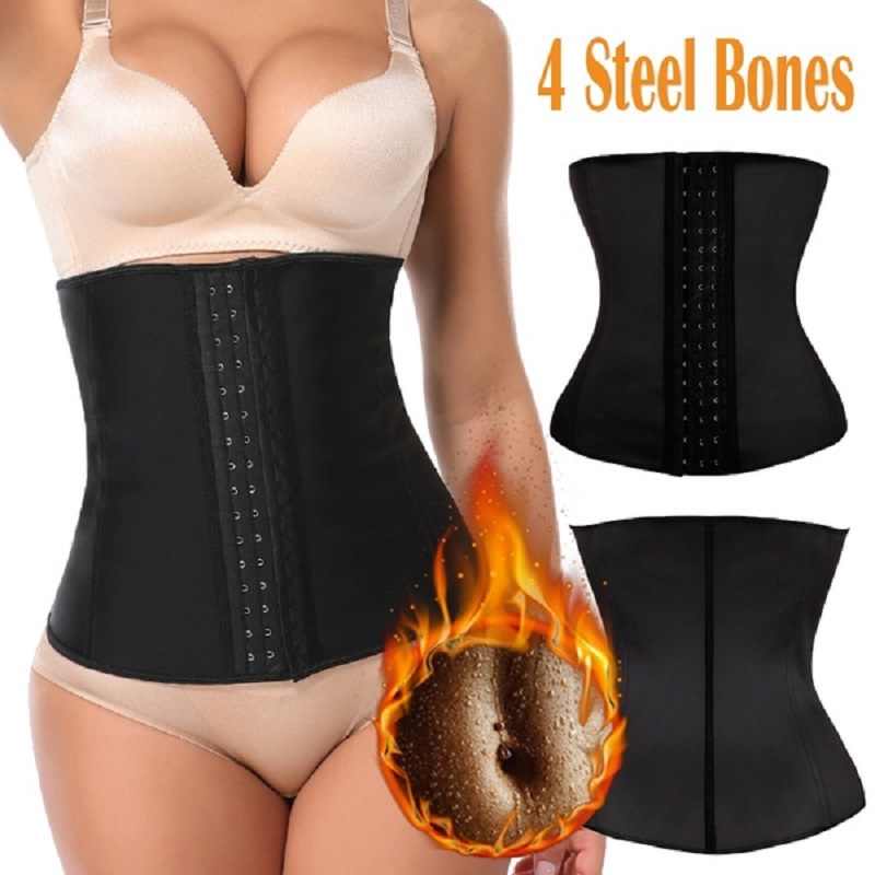 Hooks with Zip Latex Body Shaper with 4-Row Hooks Latex Corset👍 Gives Waist  support, Body sculpting, No trace, Styling, Abdomen & Close…