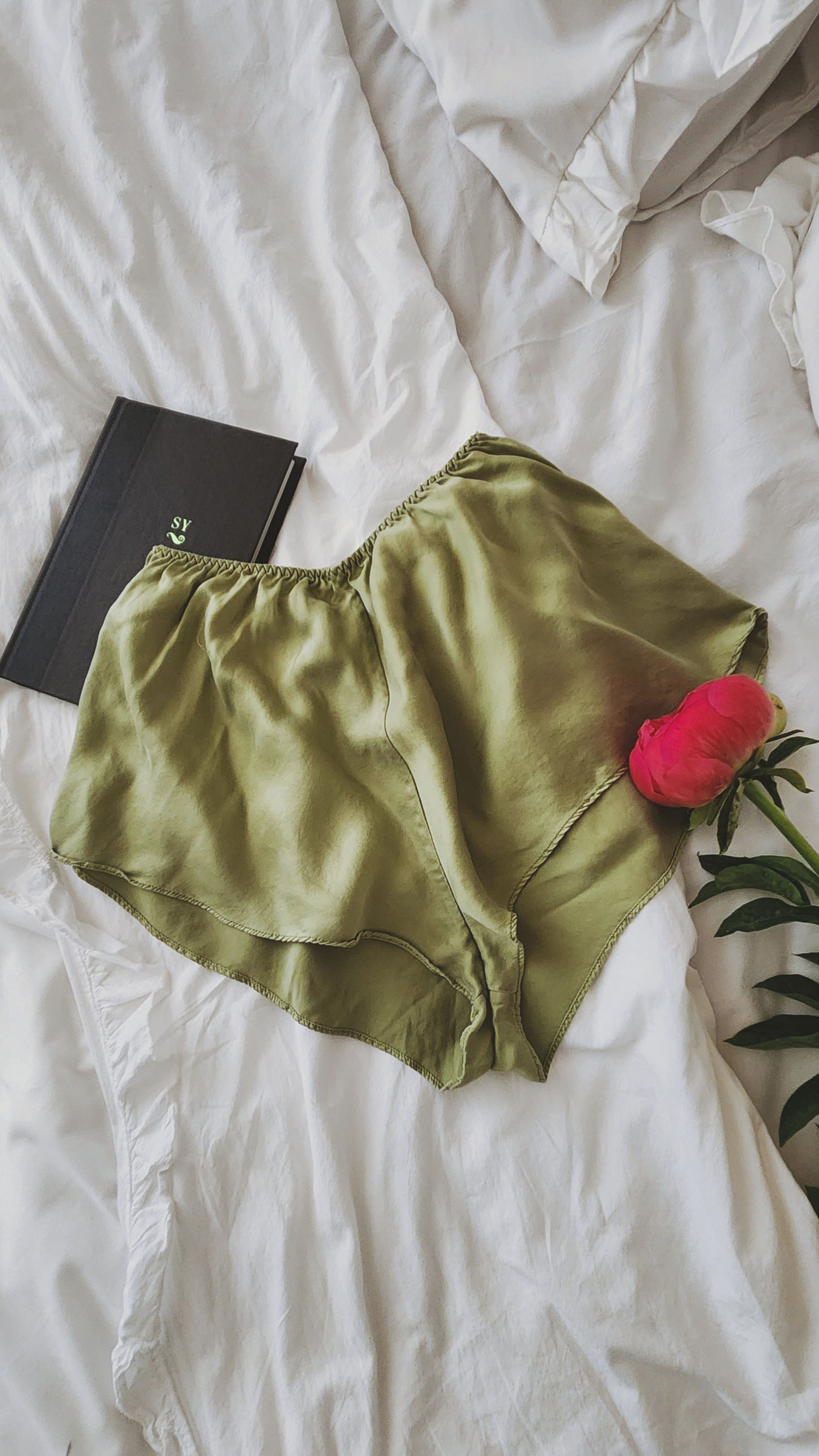 Boheme Green Silk Flirty Shorts