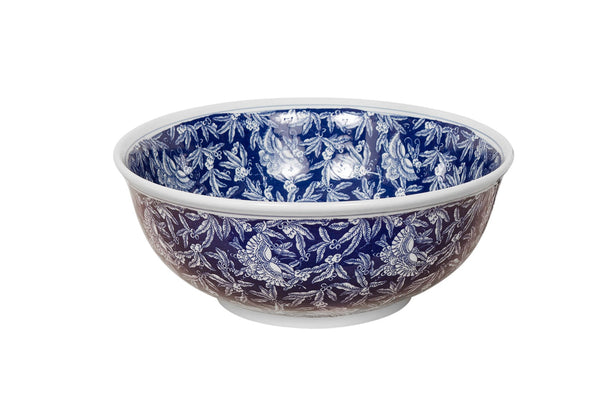 blue ans white chinoiserie wash basin sink
