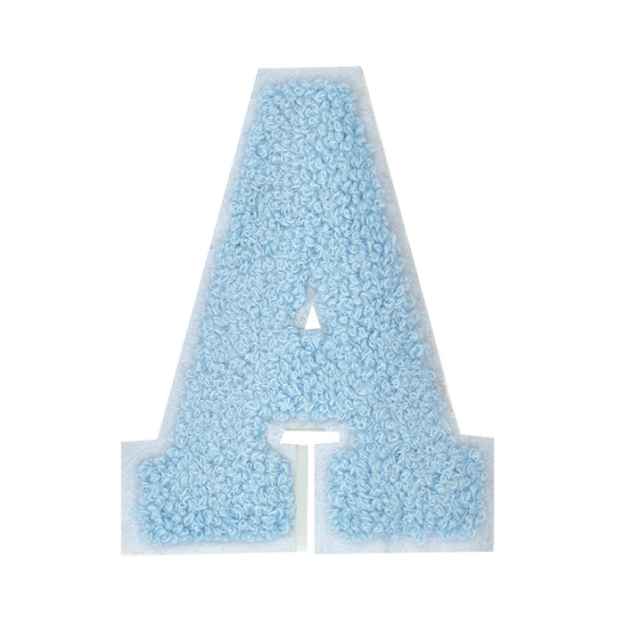 Letter Varsity Alphabets A to Z Baby Blue Chenille & White Felt 4 Inch