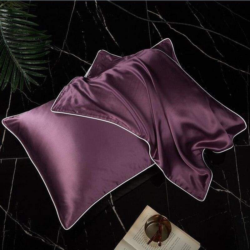 Mulberry silk pillowcase - purple - bedding and linens
