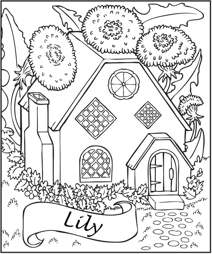 personalized fairy house coloring page  frecklebox– frecklebox