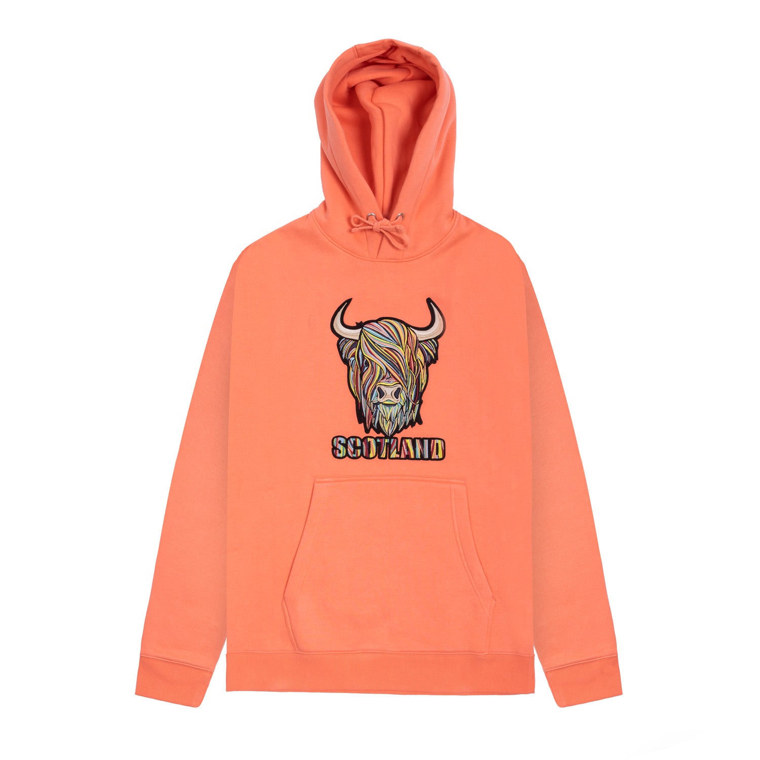 Adults Pastel Highland Cow Hooded Top Coral - Tartan Weaving Mill product image