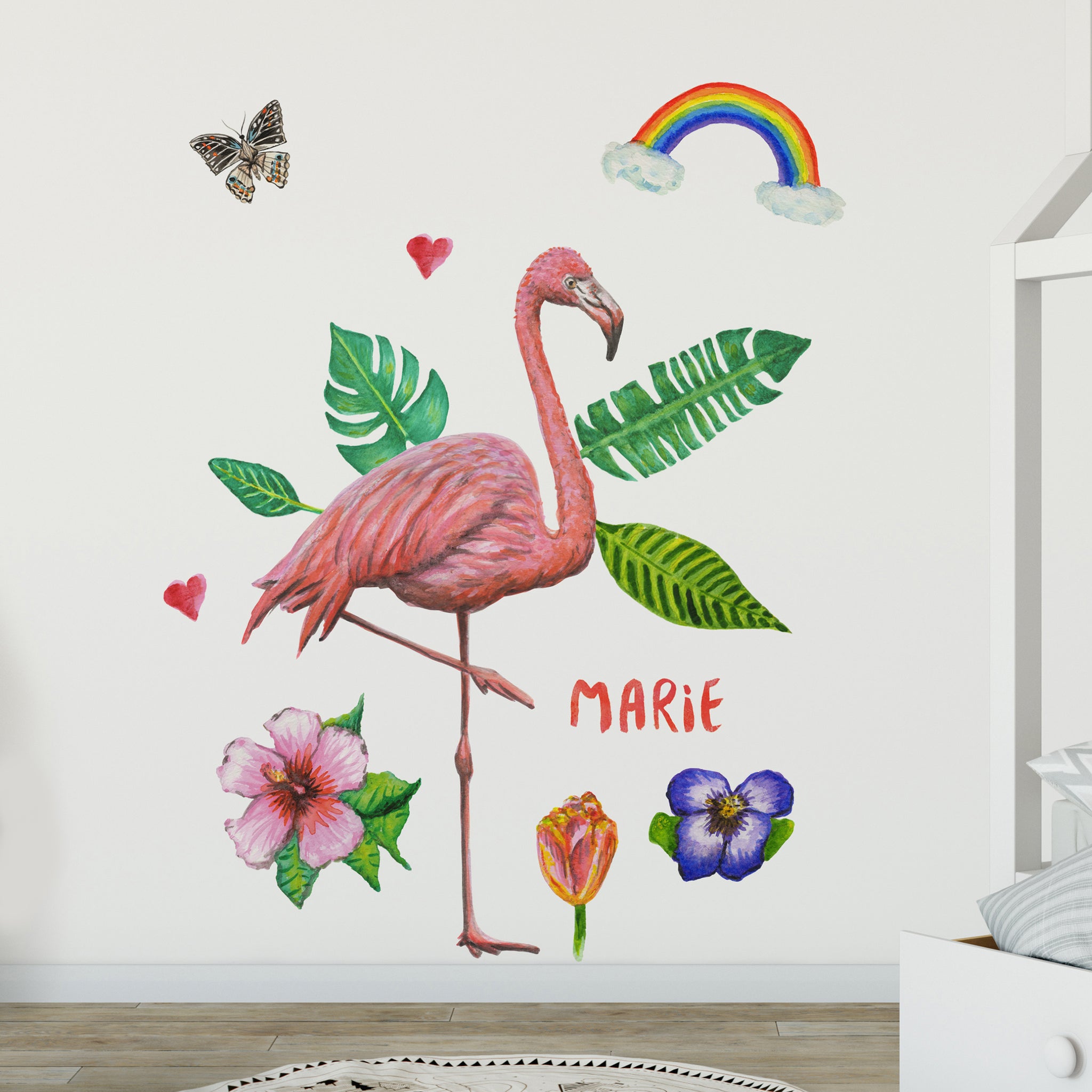 Muursticker flamingo met naam – to Go