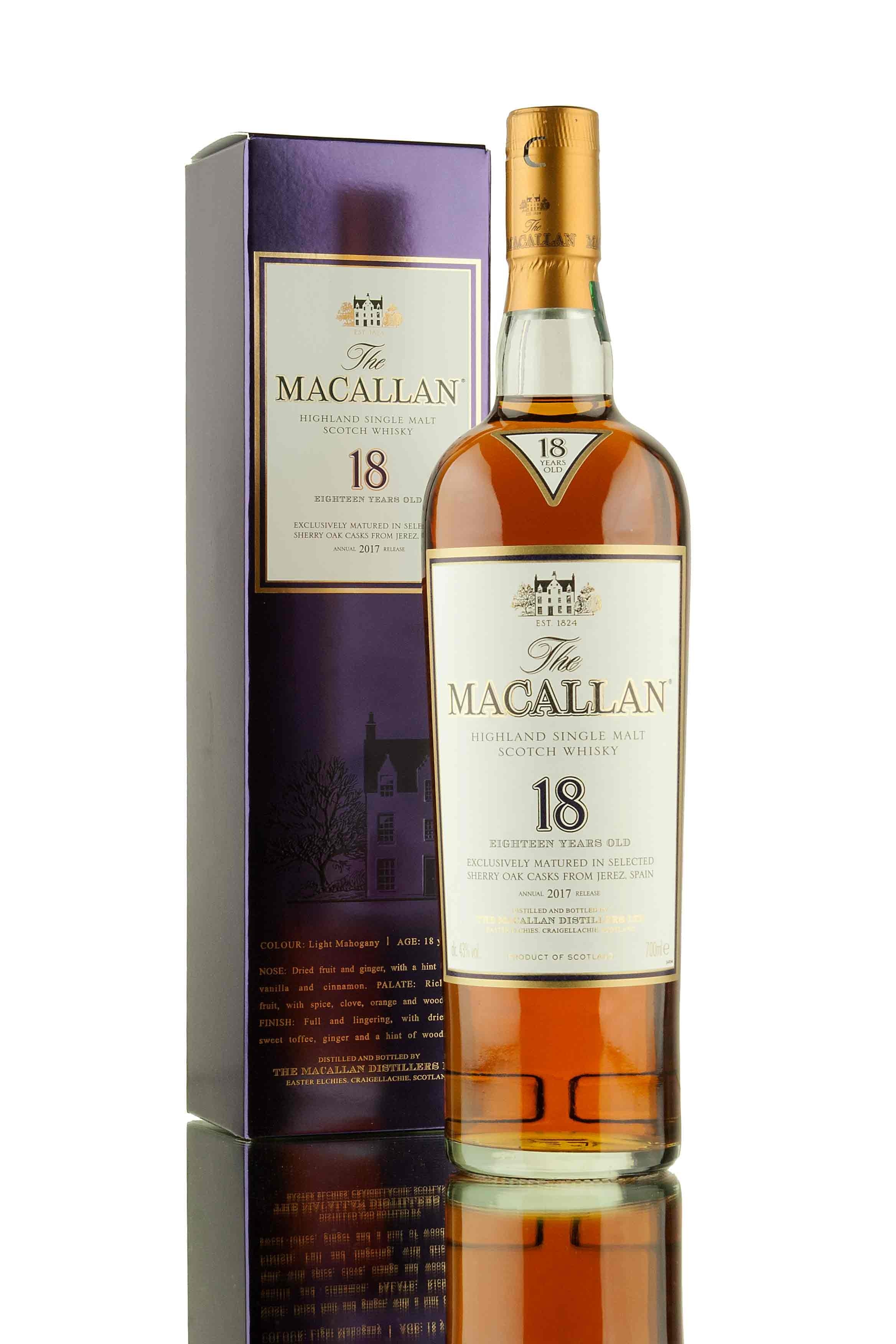 Macallan 18 Year Old Sherry Oak 2017 Release Abbey Whisky