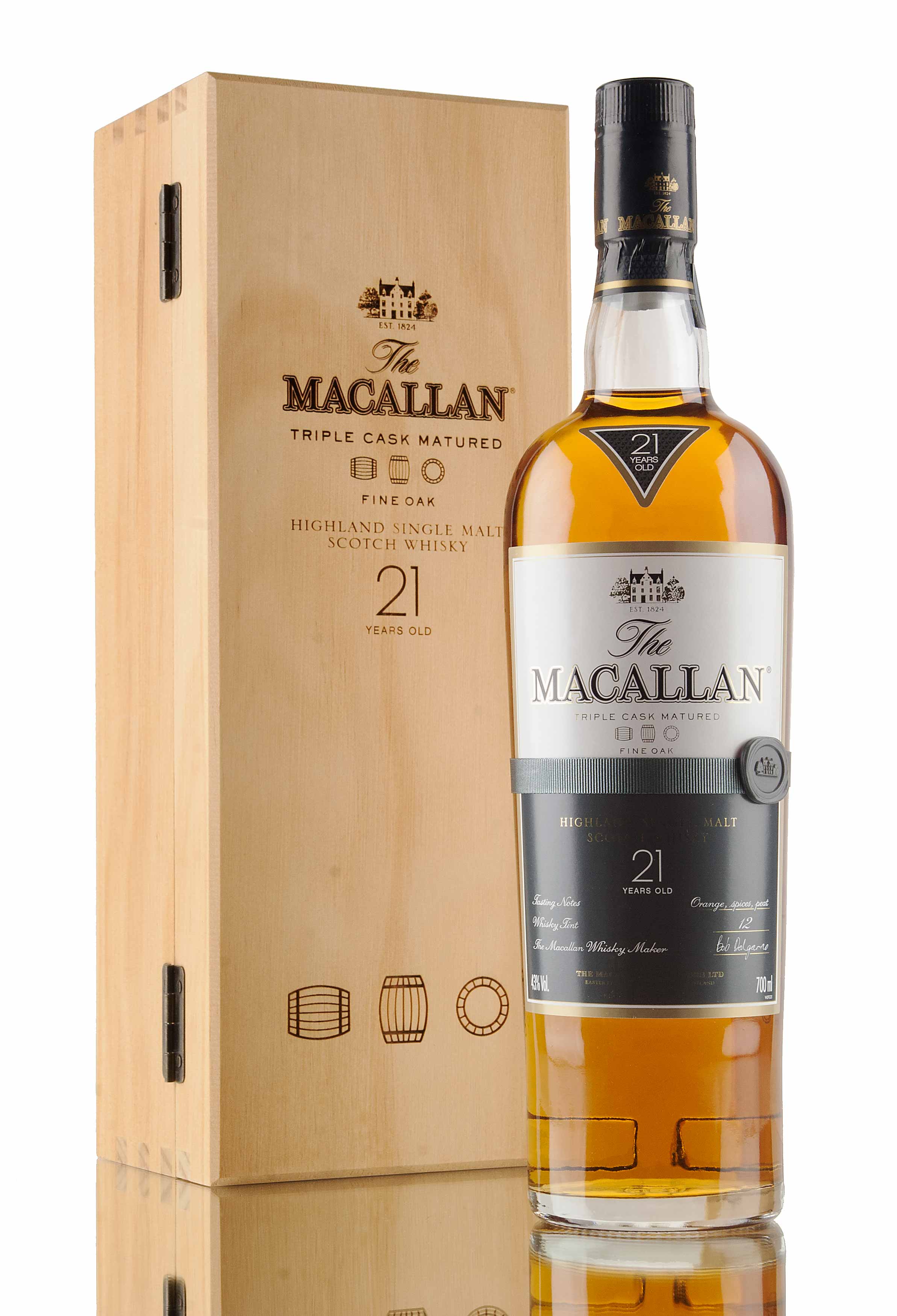 Macallan 21 Year Old Fine Oak Triple Cask Matured Abbey Whisky