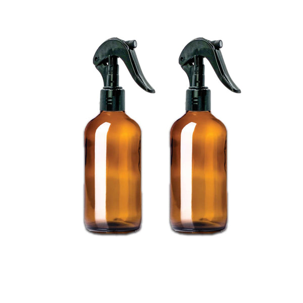 8 oz Amber Glass Bottle w/ Trigger Sprayer (Pack of 2 ...