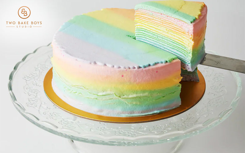 Rainbow vanilla crepe cake