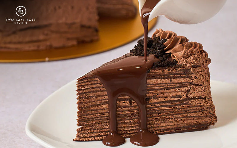 Sliced Chocolate Crepe Cake