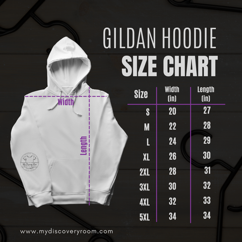 Gildan Hoodie size chart