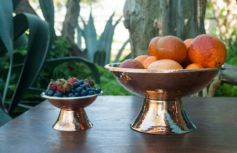 Hand hammered copper bowls for entertaining