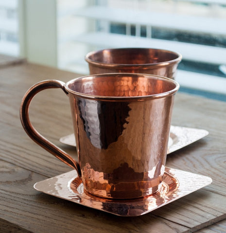 Solid copper moscow mule mug with copper handle