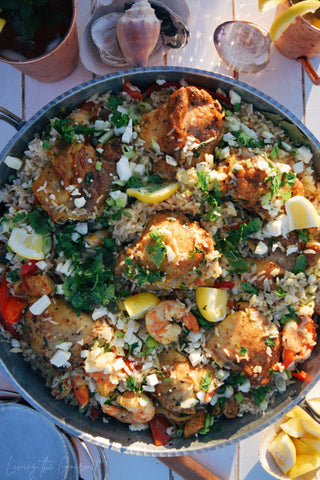 Living The Gourmet Chicken And Shrimp Paella