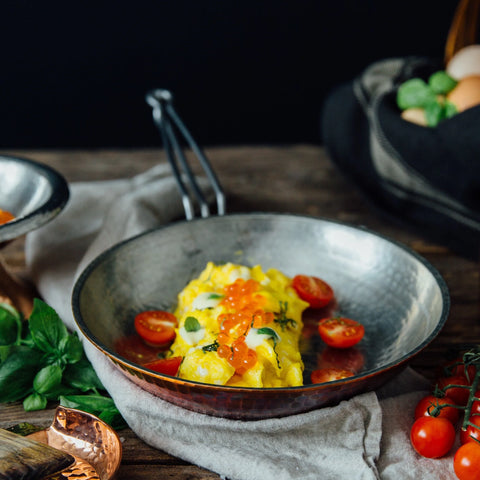 Scrambled Eggs On Copper Non Stick Pan