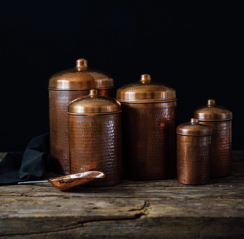 Peacock Patina Copper Canister Set