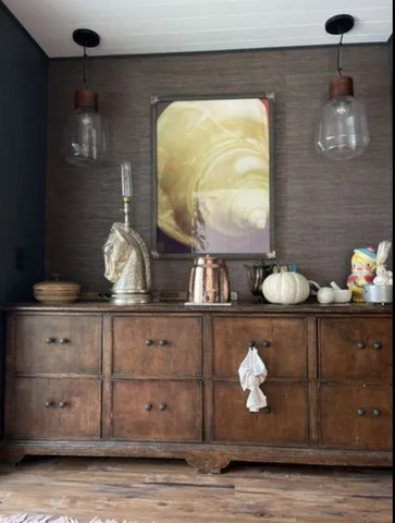 Copper water dispenser in the living room