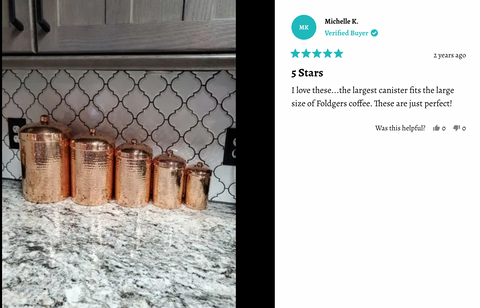 Add our handmade copper canisters to your kitchen for added elegance