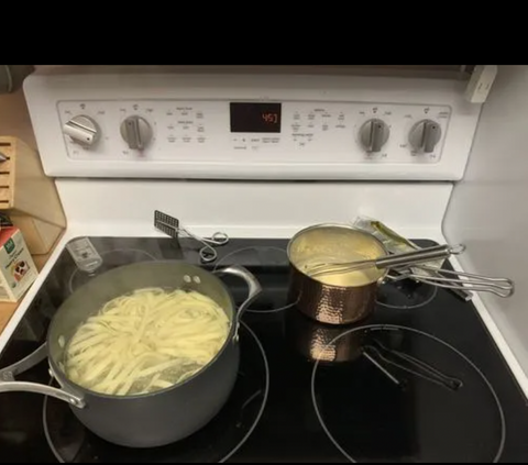 Alfredo sauce in Copper Sauce Pots