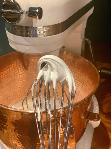 Perfectly whipped egg white copper mixing bowl