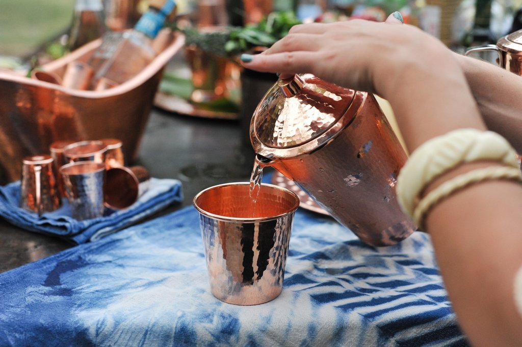 Drinking water from a copper water pitcher on the daily yields long term health benefits.