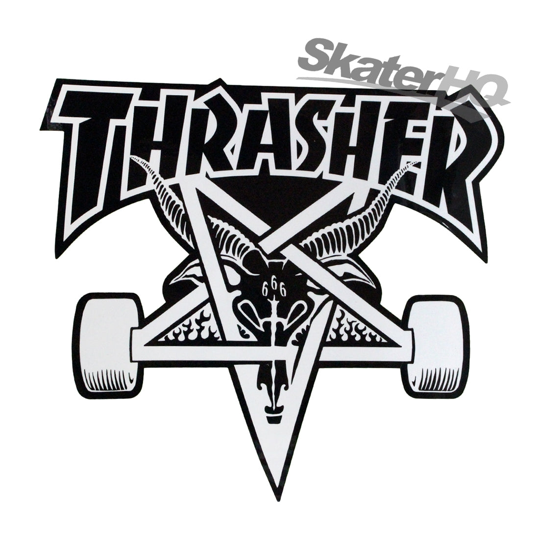 Thrasher Skate Goat XL Sticker - Black/White Outline - Skater HQ.