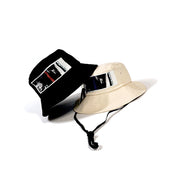 Black Patchwork Bucket Hat with drawstring