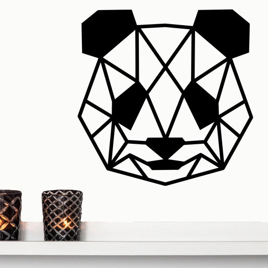 Panda Bear Geometric Head Metal Art Wall Sign - Mallard Moon Gift Shop