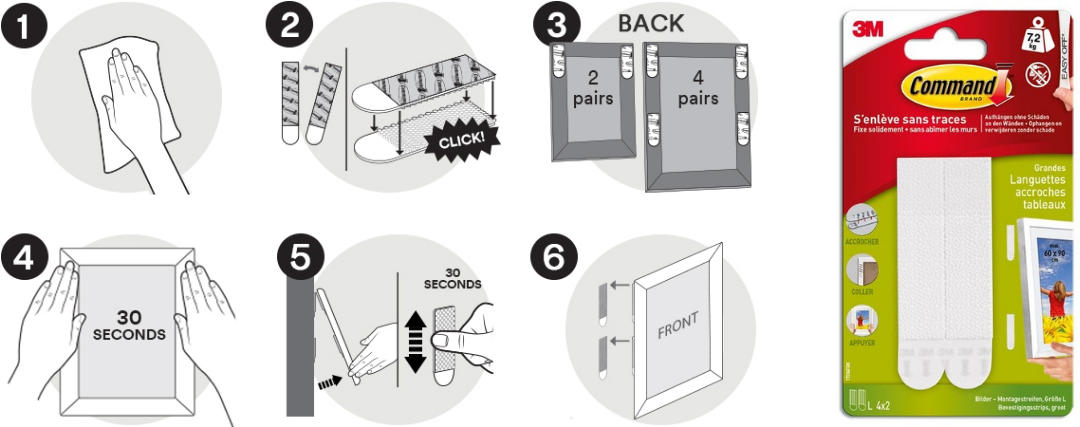 accrocher cadre avec bande adhésive