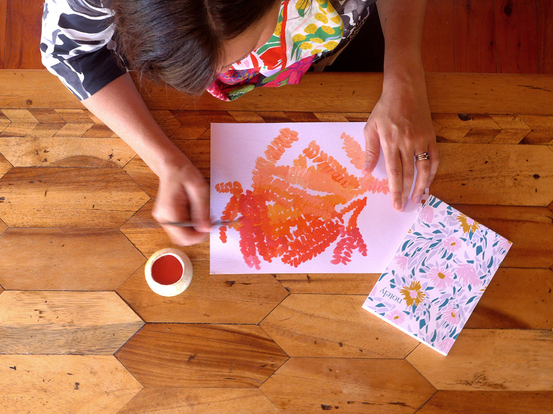 Marni Stuart textile designer painting at home