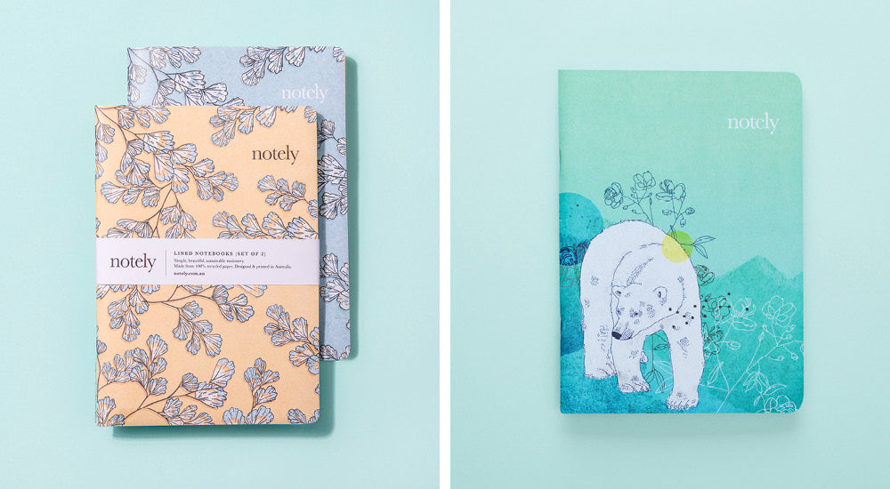 Notely notebook designs by Brisbane illustrator Tiffany Atkin