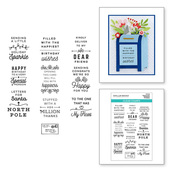 Spellbinders-PARCEL & POST SENTIMENTS CLEAR STAMP SET FROM THE PARCEL & POST COLLECTION