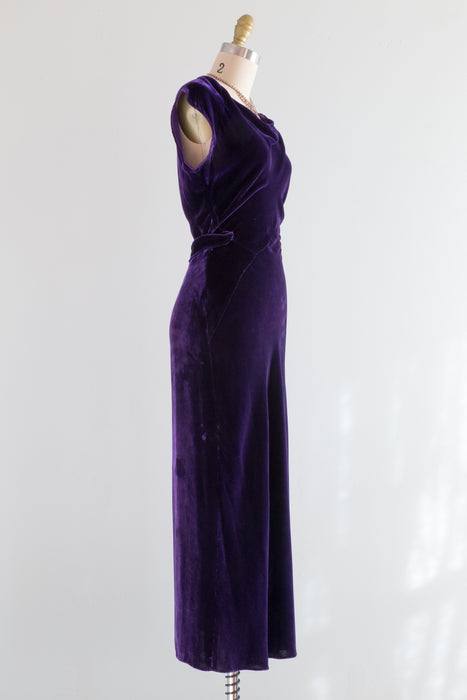 1930's Concord Grape Silk Velvet Bias Cut Dress & Jacket Set / Small ...