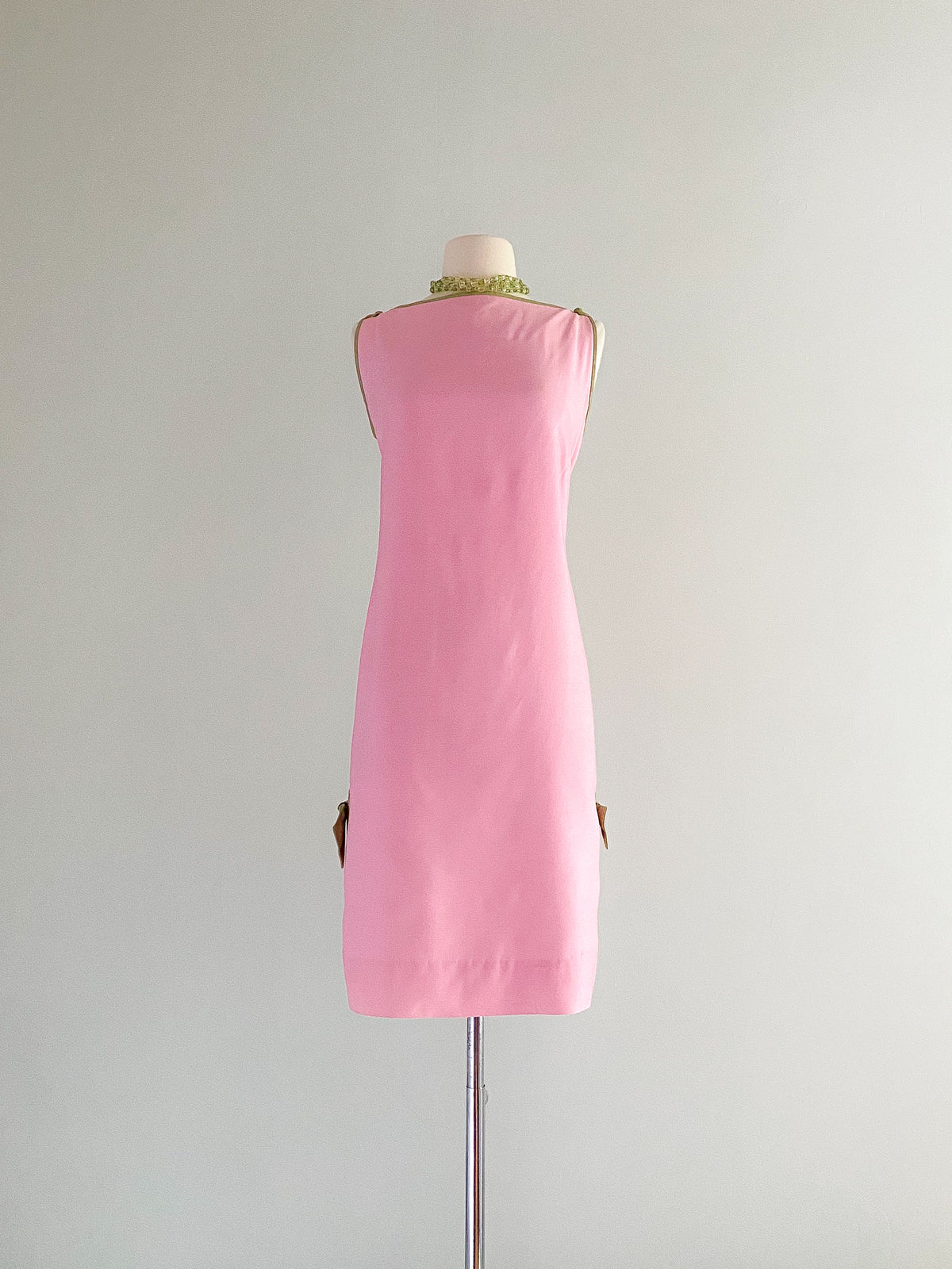 1960's Sandpiper by Tori Richards Baby Pink and Green Shift Dress / SM ...