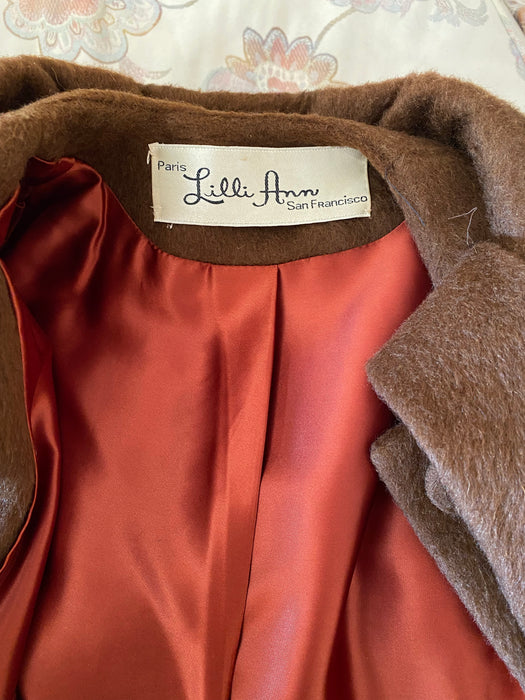 Late 1950's Lilli Ann Cocoon Coat in Swiss Chocolate / XS