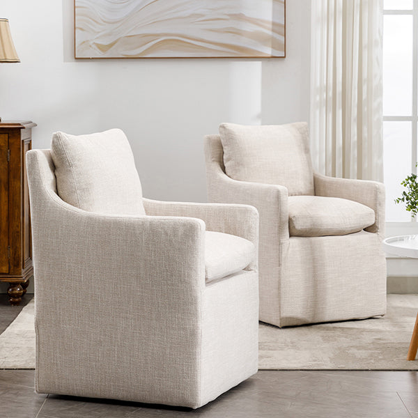 faux linen dining armchair