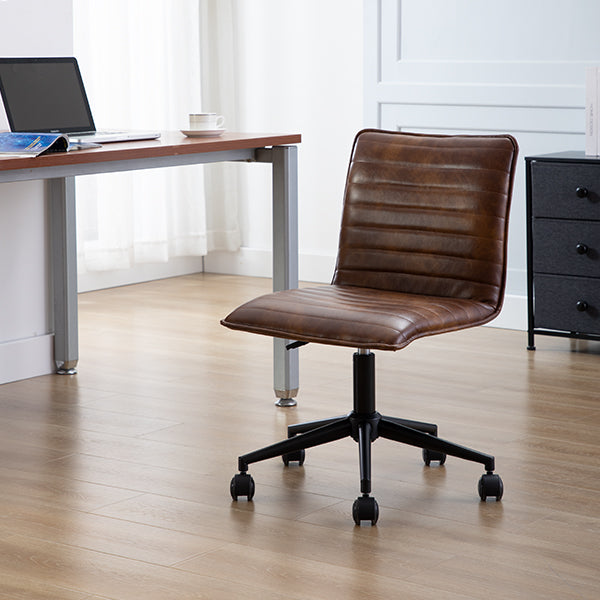 armless faux leather desk chairs
