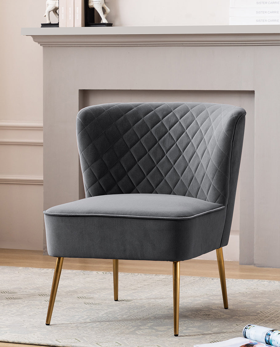 gray velvet slipper chair