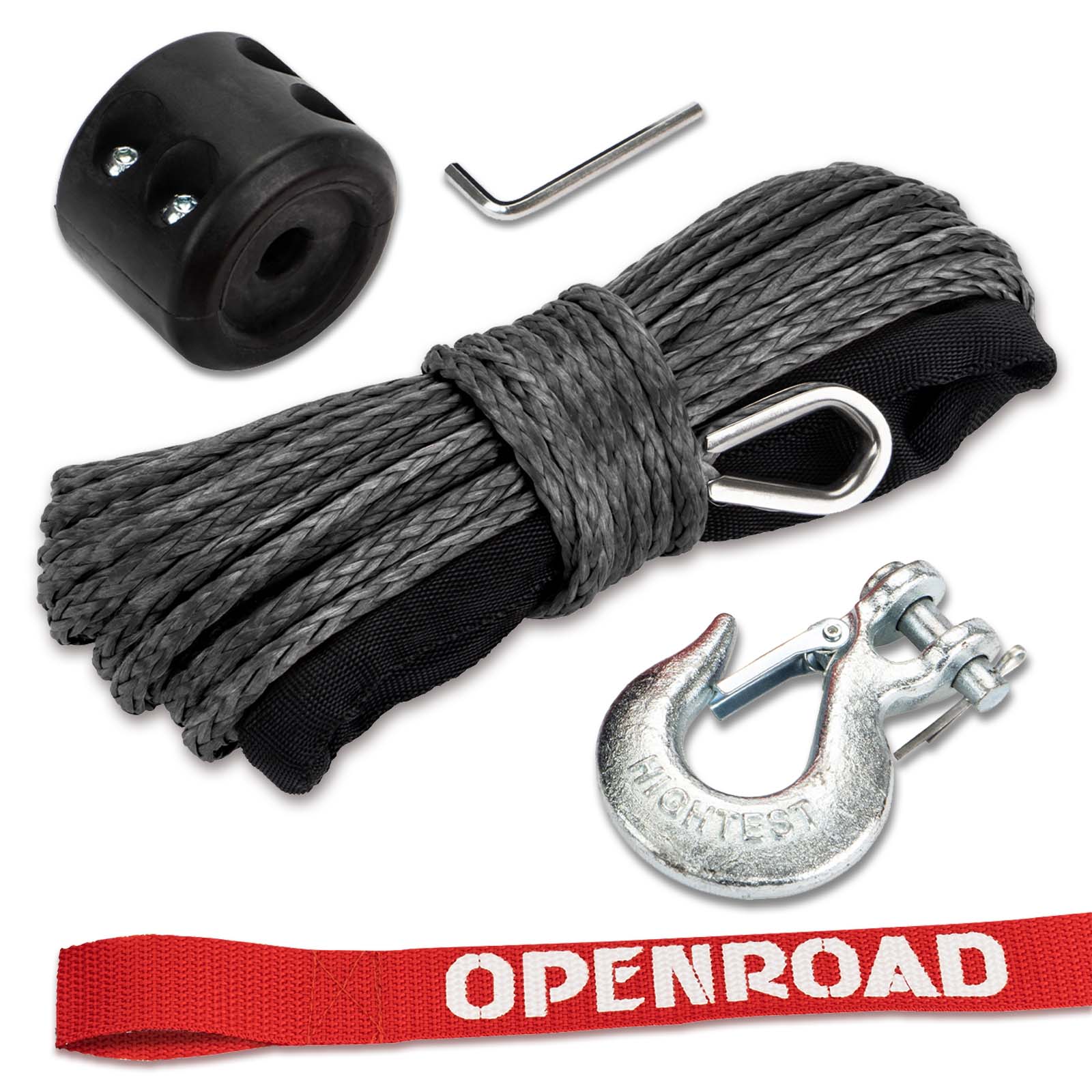 OPENROAD Synthetic Winch Rope 3/16'' x 50'Winch Rope Extension with Ga –