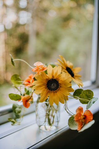 sunflower arrangement on window sill vase life tips flowers