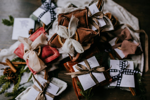 cedar spice citrus rice sachets homemade handmade wrapped ribbon