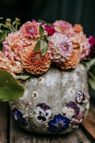 pressed flower pumpkin vase