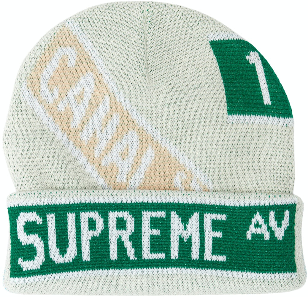 supreme street sign beanie