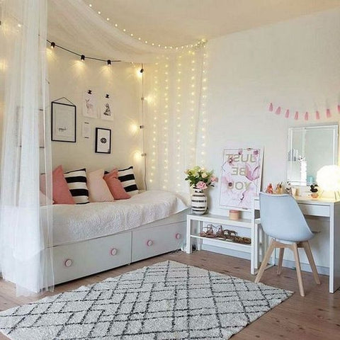 Bedroom with Fairy Lights 