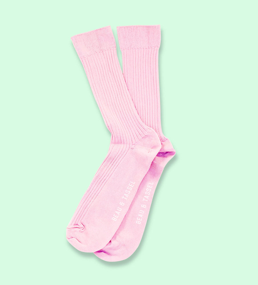 Dusty Pink Crew Socks, Combed Cotton