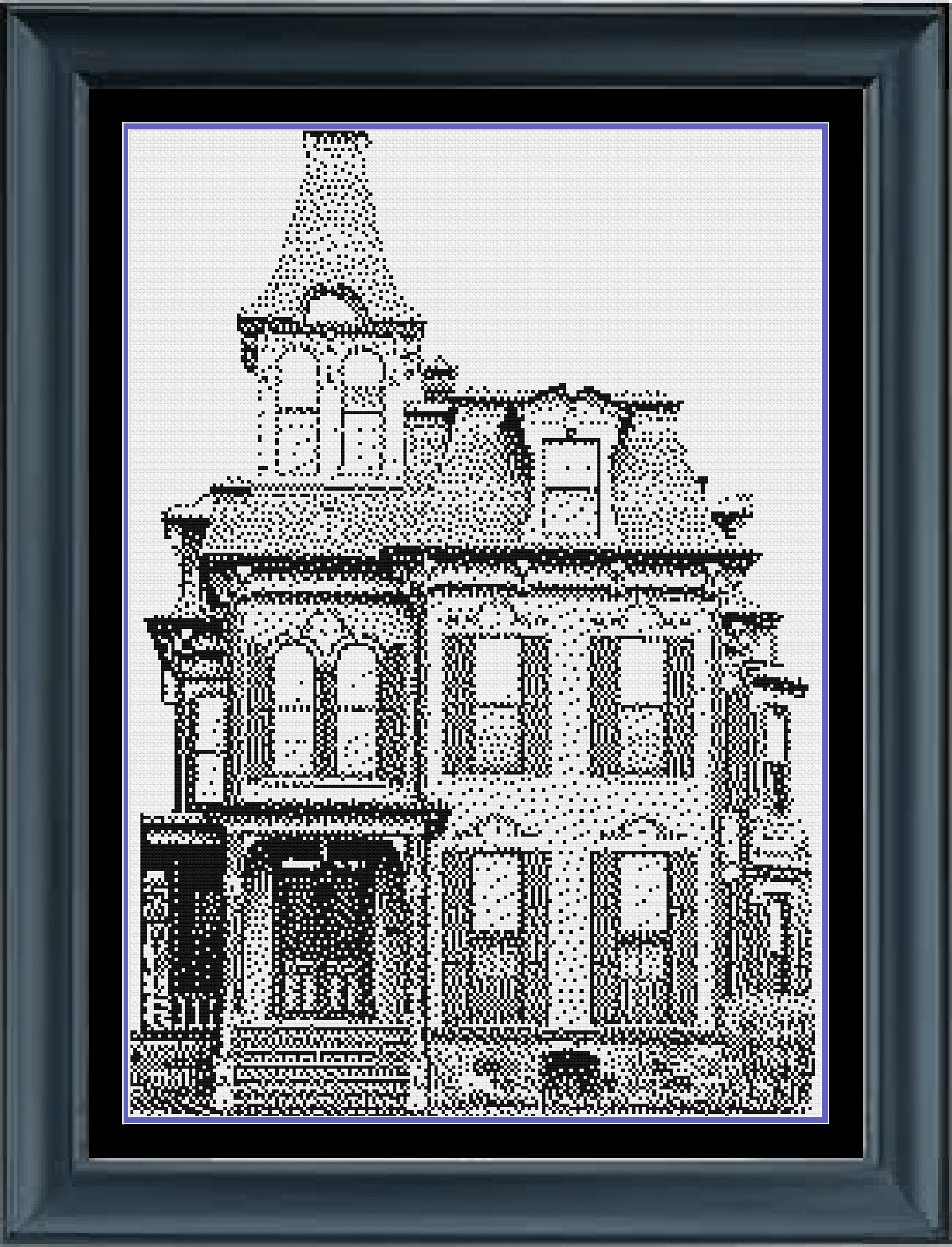 Scary Monochrome House Counted Cross Stitch Pattern Instant PDF Download