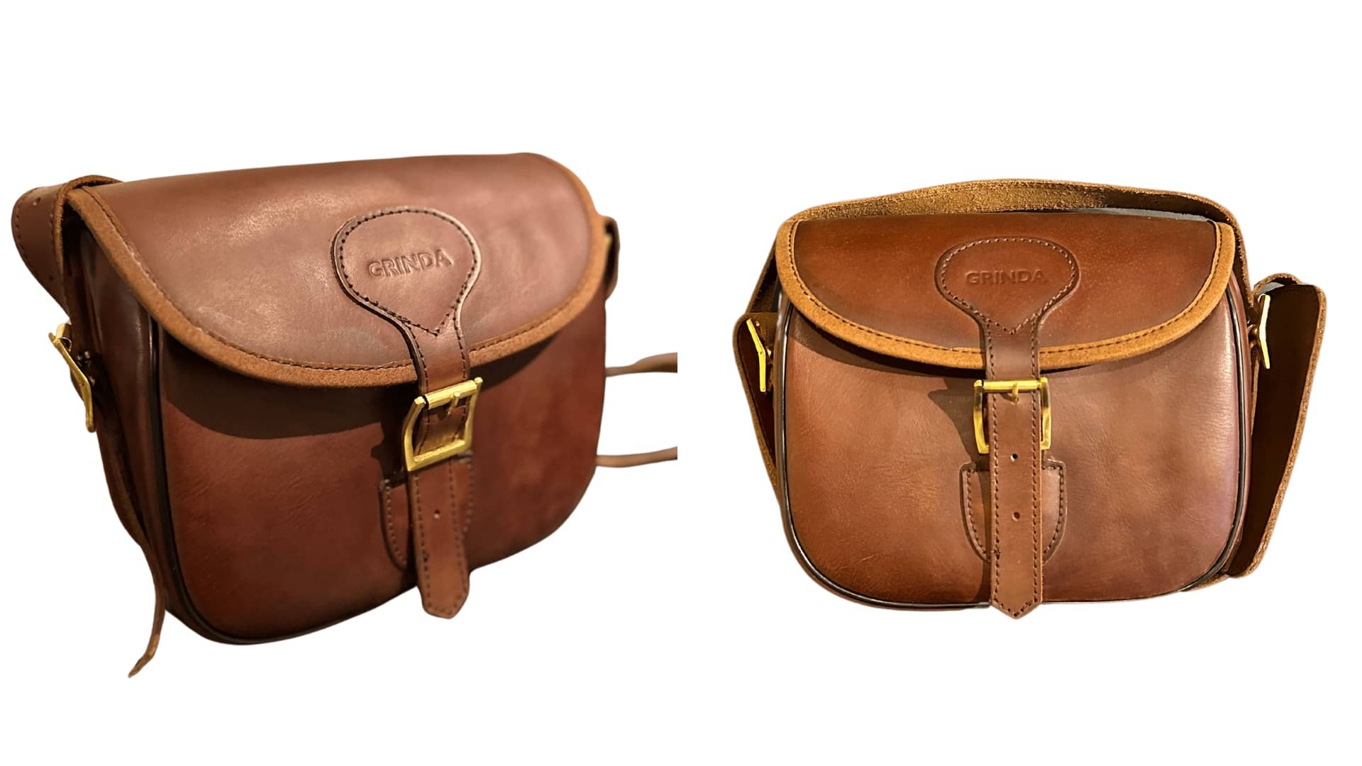 Cartridge bag leather brown