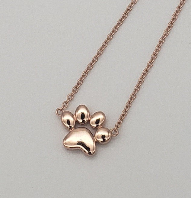 paw print necklace rose gold