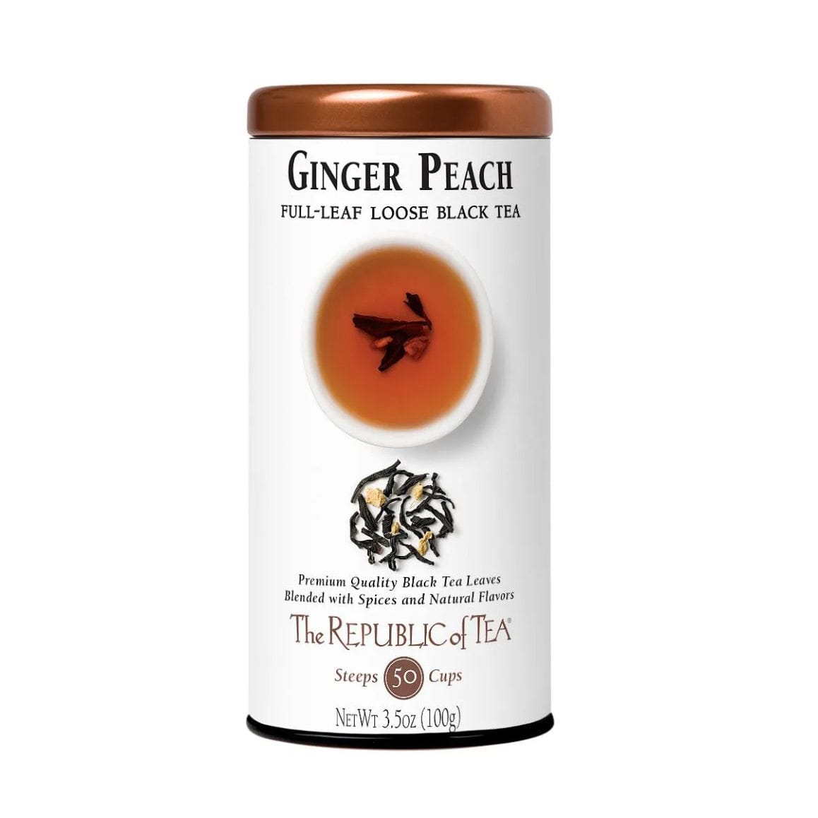 The Republic of Tea Ginger Peach Green Tea 50 Tea Bags Ripe Peach Spicy Ginger Gourmet Green Tea
