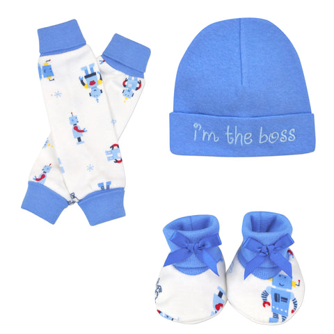 Great little preemie hat, bootie and legwarmer set.