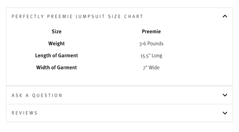 Size charts are vital in determining the correct size for preemie babies.